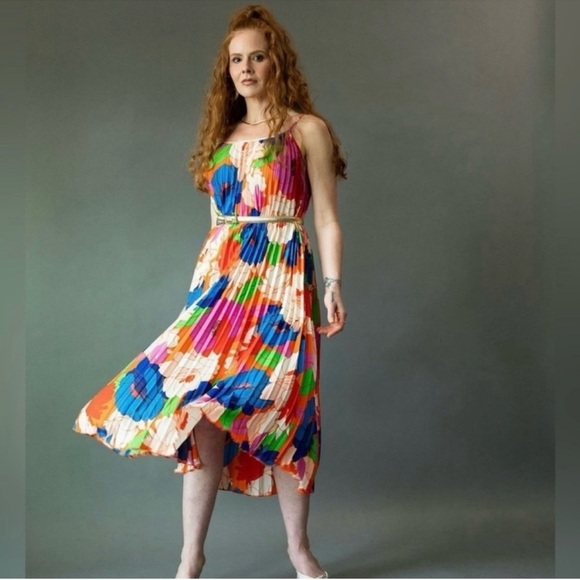 Sam Edelman Plisse Dress Retro Floral - Picture 1 of 9